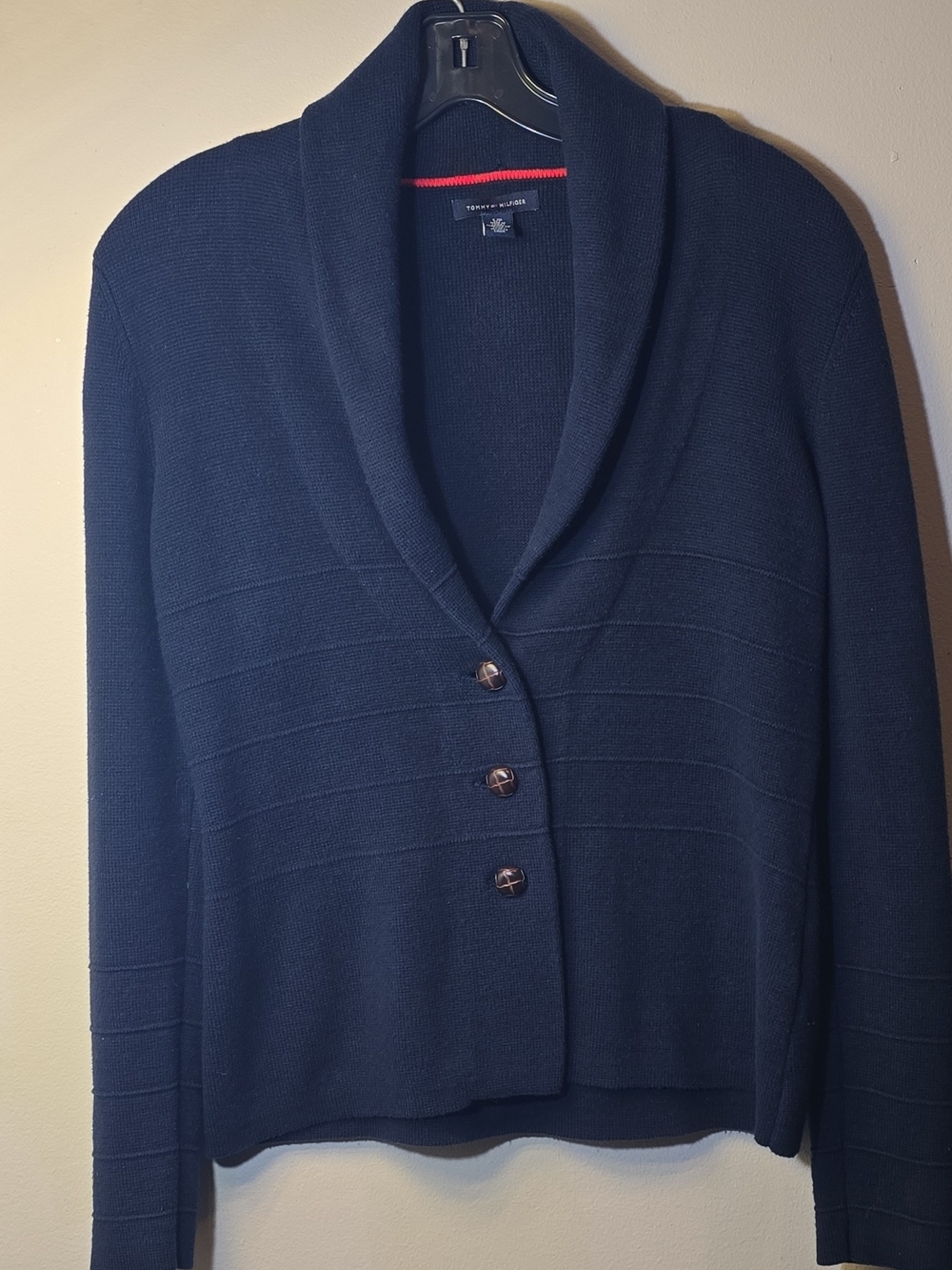 Tommy Hilfiger Navy Shawl-Collar Button Cardigan Sweater